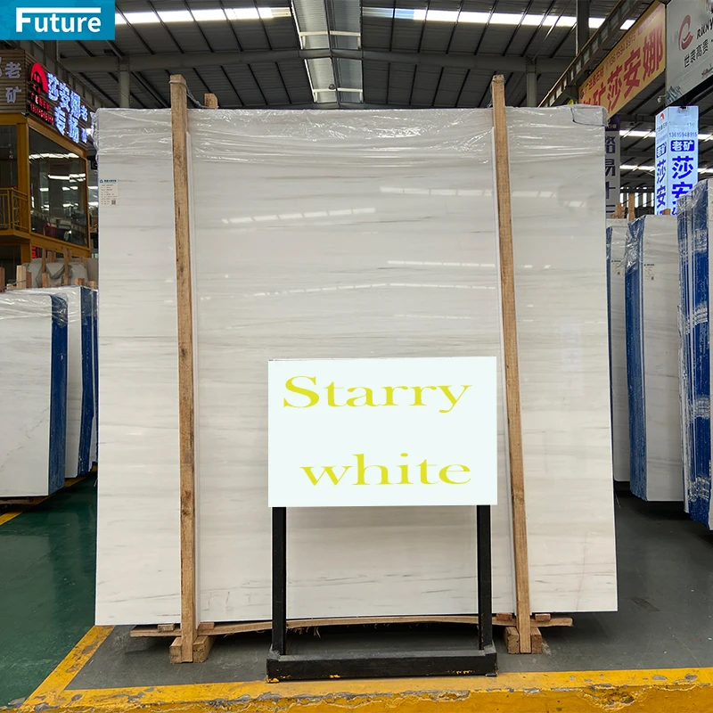 Natural Stone Star White Marble Cut to Size Water-jet Marble Slabs for Villa Bathroom Livingroom Wall Panel Marble Mosaic Tile