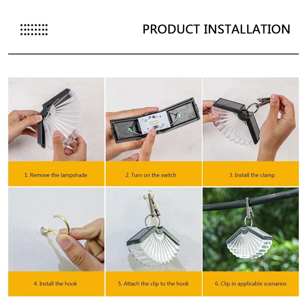 Clamp solar wall light intelligent sensor IP65 waterproof garden decoration camping tent stall night market atmosphere light