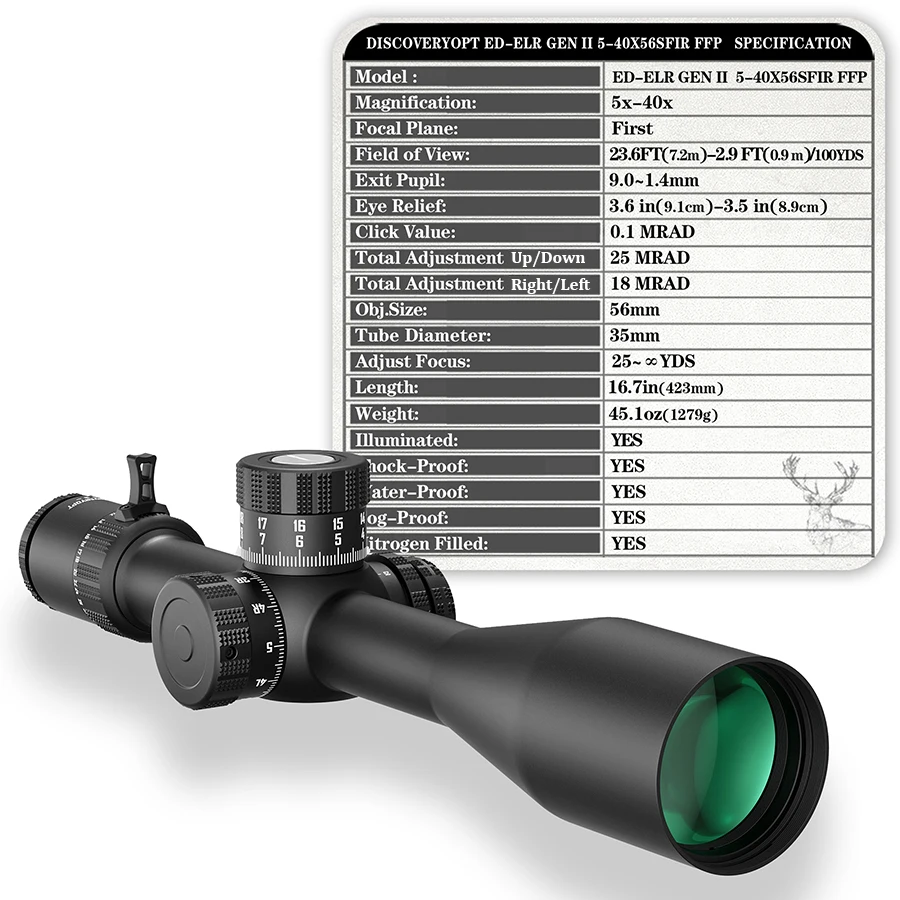 DISCOVERYOPT 1000G Shockproof Spotting Scope - MRAD Reticle
