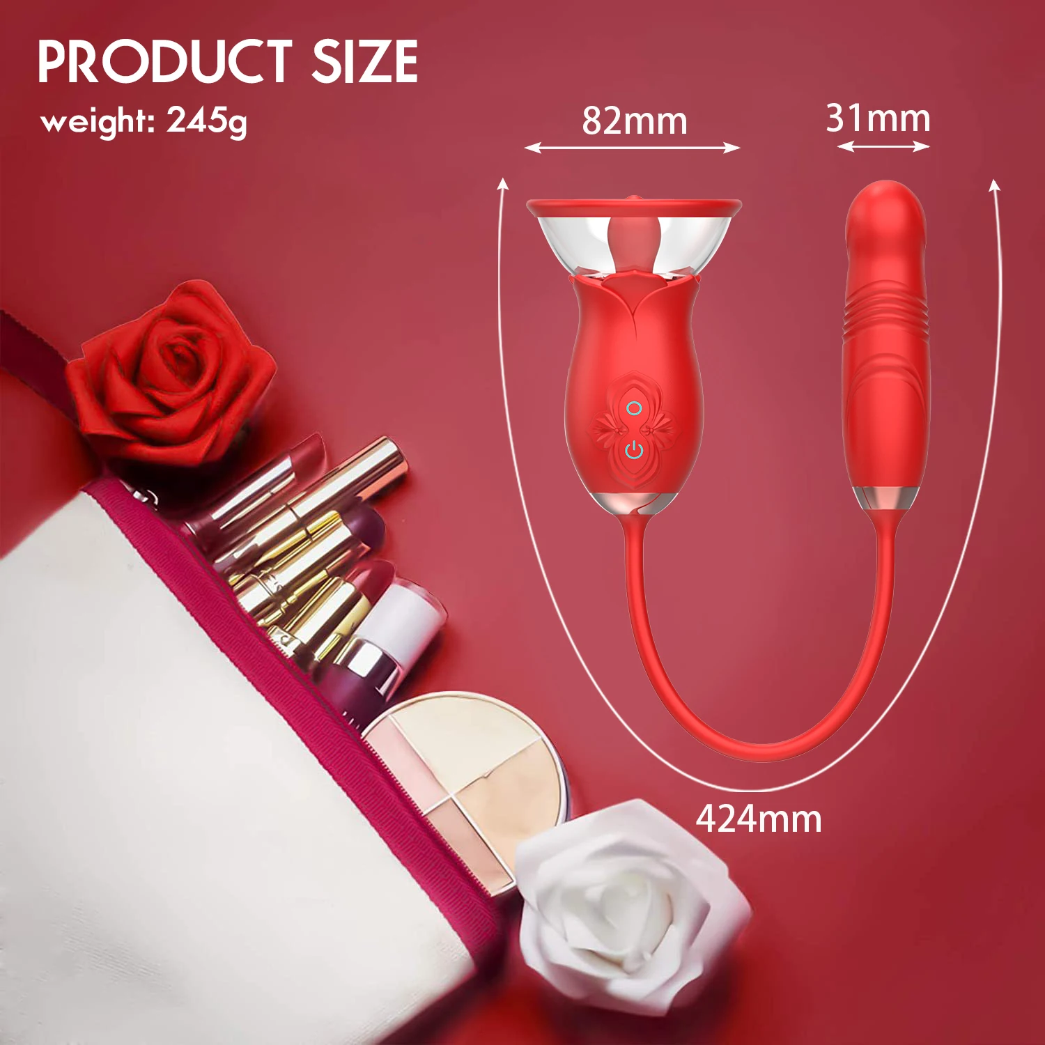 Hot Sale Adult Rose Sex Toy Sucking Vibrating Egg Clit Suck Toy 2 in 1  Female Rose Extended Vibrator Sex Toys