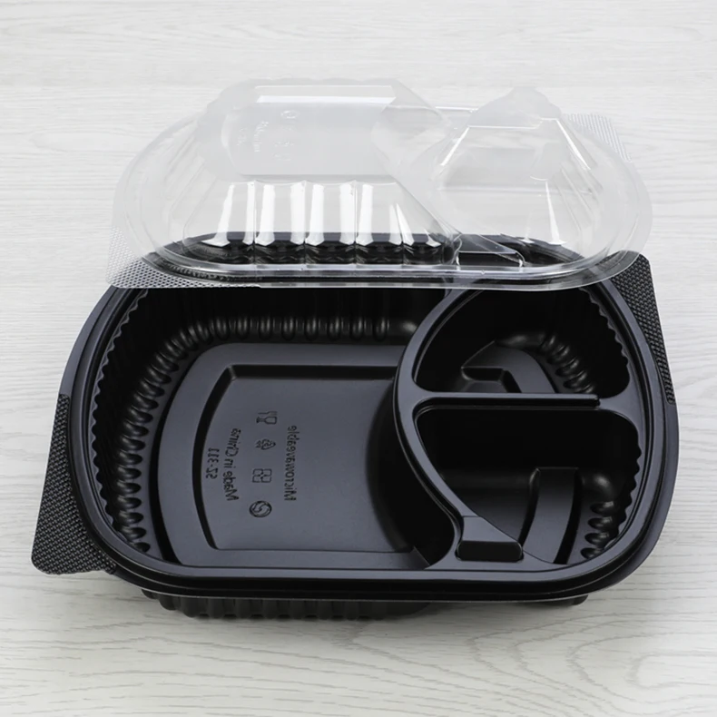 Plastic to Go Containers Food Disposable Households 3 Compartment Food Container Bento Lunch Box pp Food Container