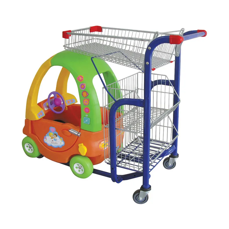 Supermarket Children's Toy Seat Shopping Trolley Cart With Baby Car 1)  Supermarket 2)stores )grocery )luggage Zinc Plate
