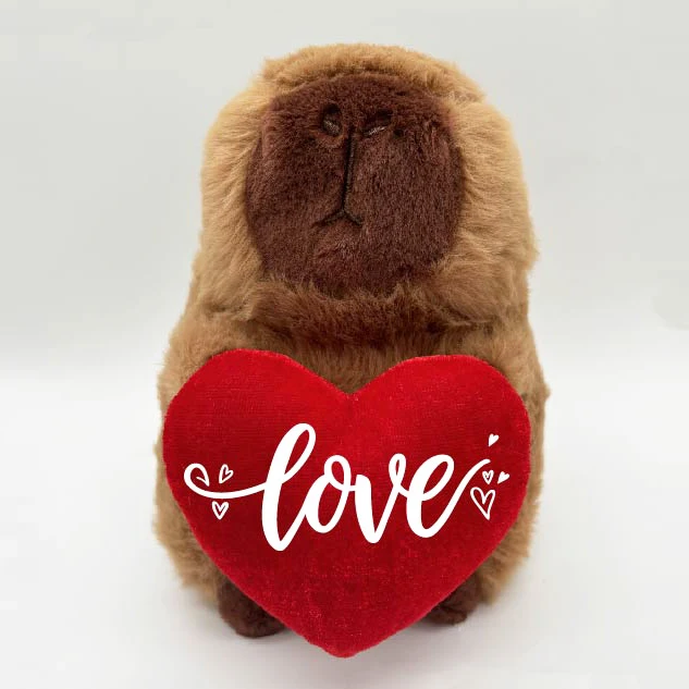 Ditucu Capybara Plush With Red Heart - 12 Inch Cute Stuffed Animal, Pink Soft Toy For Gifts - View #9