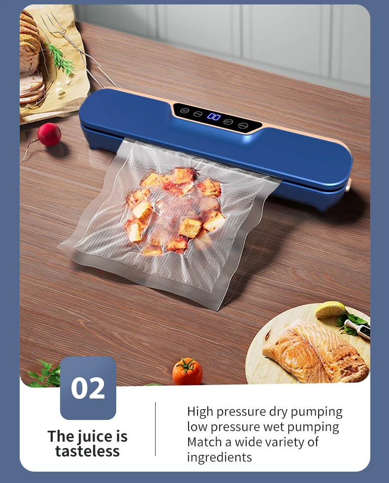 Vacuum Food Preservation Sealer with Liquid Crystal Display Automatic Sealing Machine for Food Storage