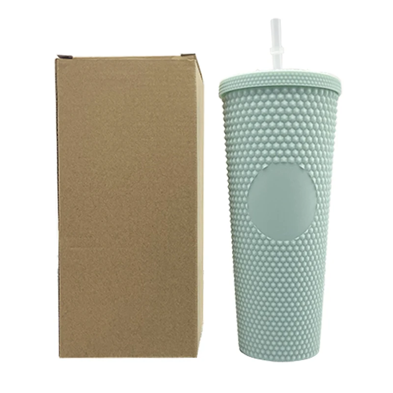 Colorful Plastic Studded Tumbler Cup Reusable BPA Free Star bucks Acrylic  Matte Tumbler Cups Mug Water Bottle Coffee Mug