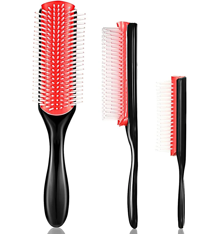 Denman Styling Curling 9 Row Hair Brush Private Label Detachable Hair Brush Plastic Paddle Detangling Massage Brush