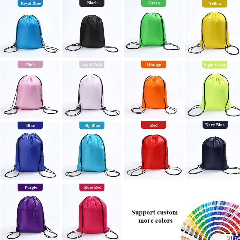 Custom Logo Printed Cheap Polyester Drawstring Bag Gym Sports Draw String Bags Non Woven Sport Backpack Drawstring Bag Promotion supplier
