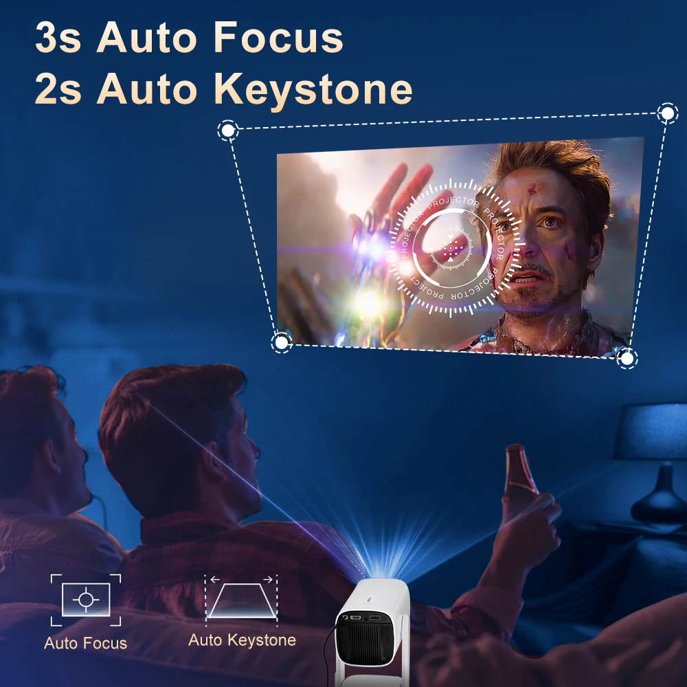 Salange K2 New Design Android 11 With Battery 720P 160 ANSI Lumens Smart LED Portable Projector 4K 1080P Video Home Theater