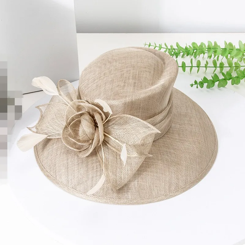 6743 Sinamay Fascinators Hats For Women Lady Church Headdress Formal Tea F FADVES Black Fascinator Hats for Women with Bowknot Wide  main image 4