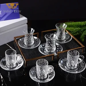 March Spring Design Ramadan Kareem Turkish Elegant Espresso Cafe Coffee Shop Glass Cup Set