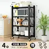 Estante de almacenamiento plegable negro de cuatro niveles