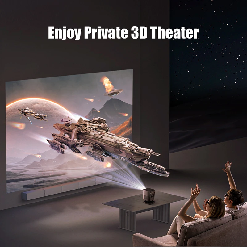 BYINTEK Small Mini DLP 3D 4K Portable Projector 300 ANSI Lumens 8000mAh Battery Inbuilt Projector for Home and Outdoor