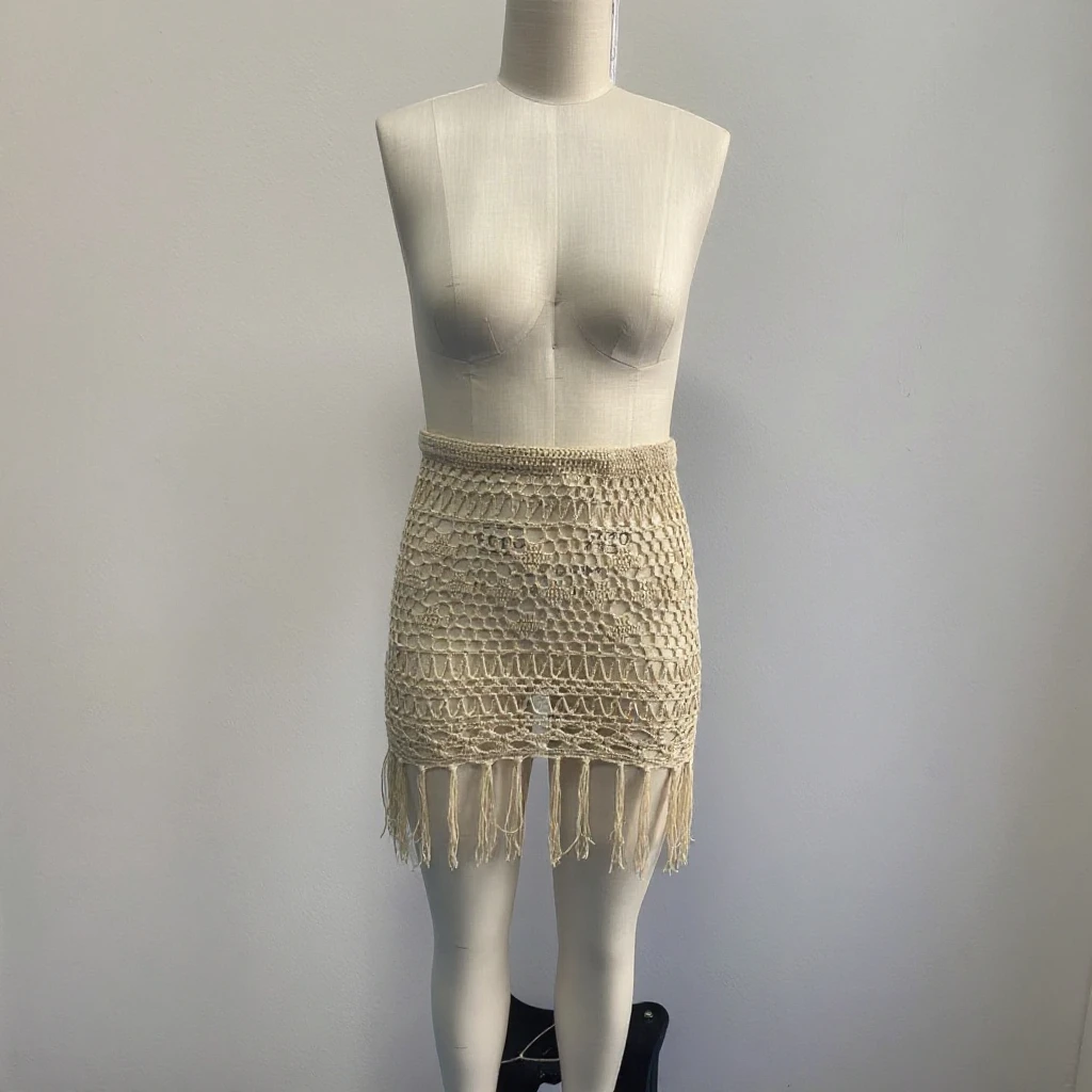 2025 Ladies Crochet Mini Knitted Skirt Wool Hip Wrap Skirt with Print  Pattern Sexy Club Fringe Casual Style New for Women