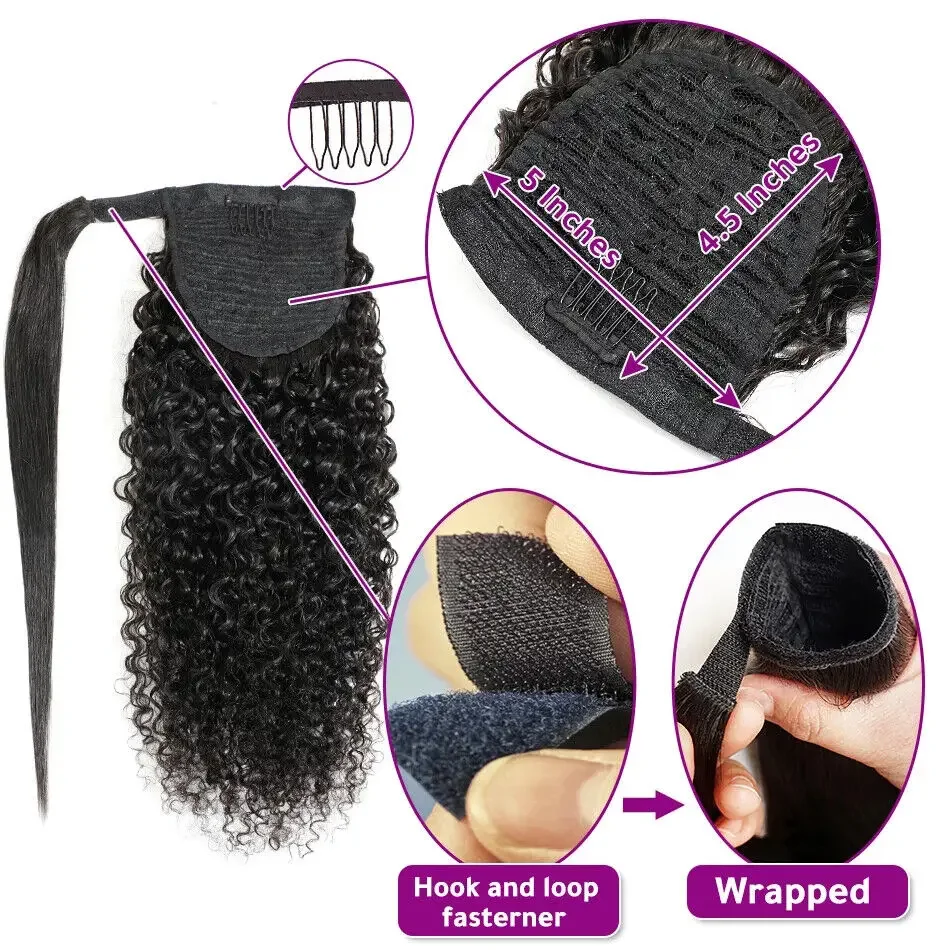 Extensión de cola de caballo, pieza de cabello largo ondulado de 12 a 26 pulgadas, con clip, peinado natural para mujeres_voghion.com
