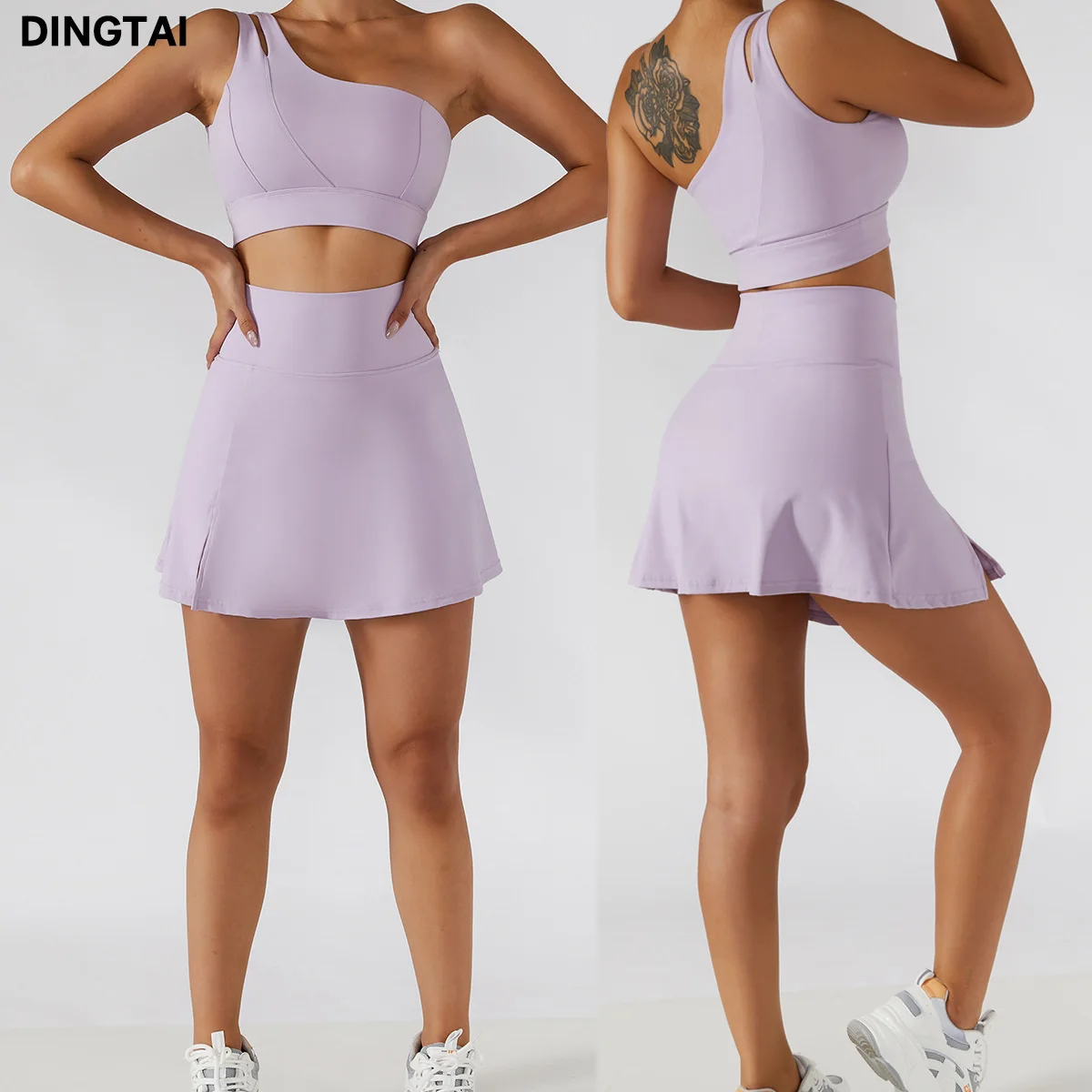 Women Sportswear Yoga Suits One Shoulder Off Sports Bra Workout