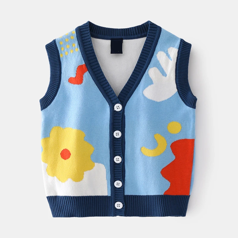Custom Oem & Odm Kids Sweater Cotton Baby Knitwear Pullover Knit Vest