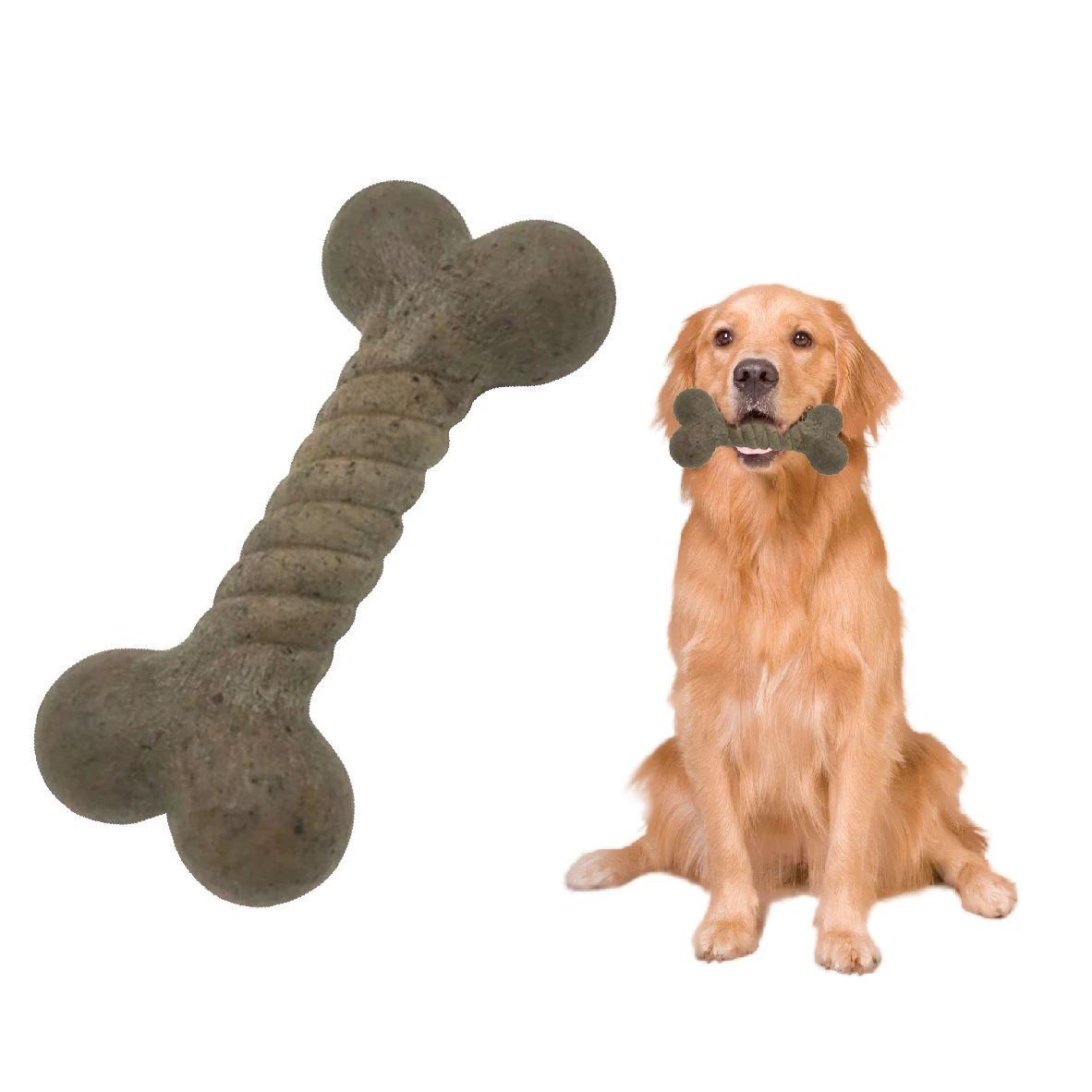 Wholesale Strong Safety Durable Interactive Tpr Nylon Cleaning Beef Flavor Dog Bone Toy Dog