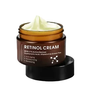 Private Label Organic Anti-Wrinkle Face Cream 3% Retinol with Vitamin E and Hyaluronic Acid Moisturizer for Wrinkle Removal