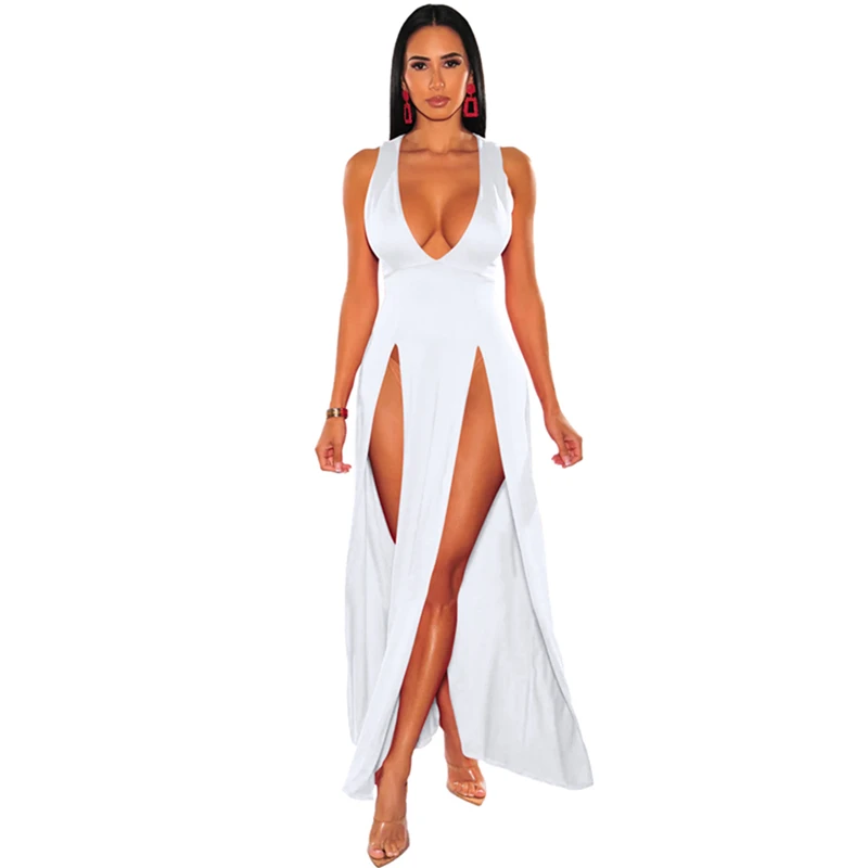 slim fit dress slacks Sexy Two-Tone Thigh-High Slit Maternity Dress, Pink / L main image 0