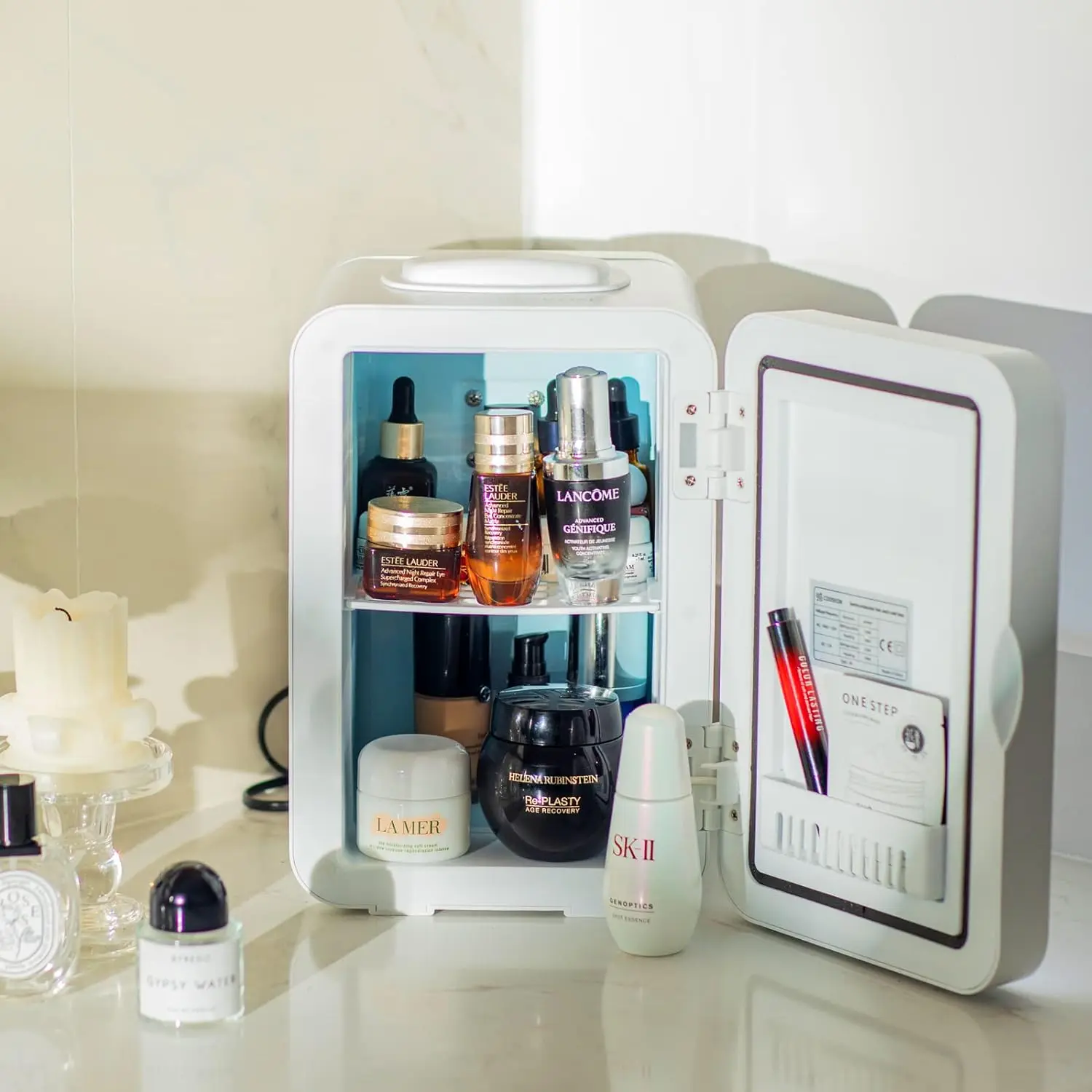 Popular 8L Custom Portable Home Cosmetic Makeup Fridge Refrigerator Beauty Mini Fridge With Mirror Led Light