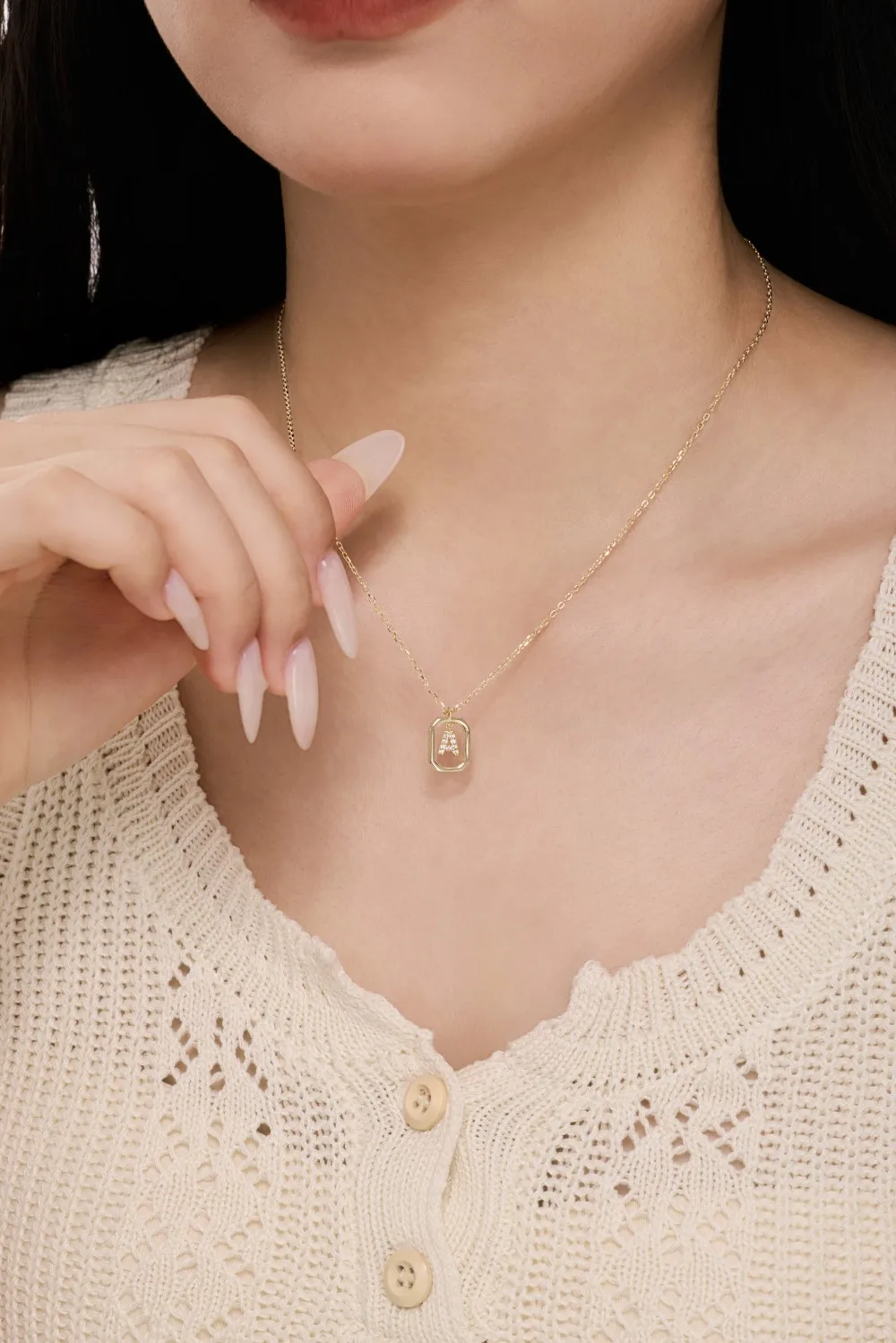 KAKODIY -A-Initial Necklace Rhodium 14K Gold Plated 925 Sterling Silver 5A Zirconia Small Letter Monogram Pendant Necklace Women detail 2