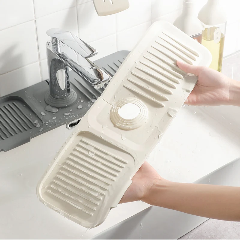 24 Inches Silicone Sink Faucet Mat for Kitchen Drying Draining Pads Splash Guard Silicone Faucet Mat