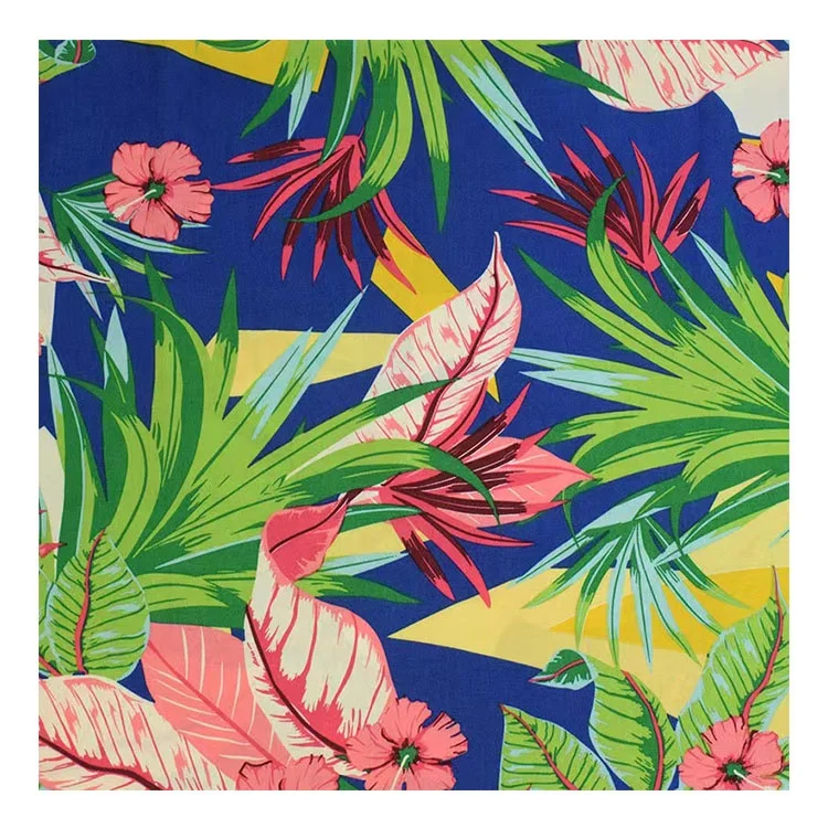 Оптовая торговля гавайский бесплатный образец дешевая цена печать на заказ Мягкая ручная тканая ткань 45s 100% вискоза цветочная