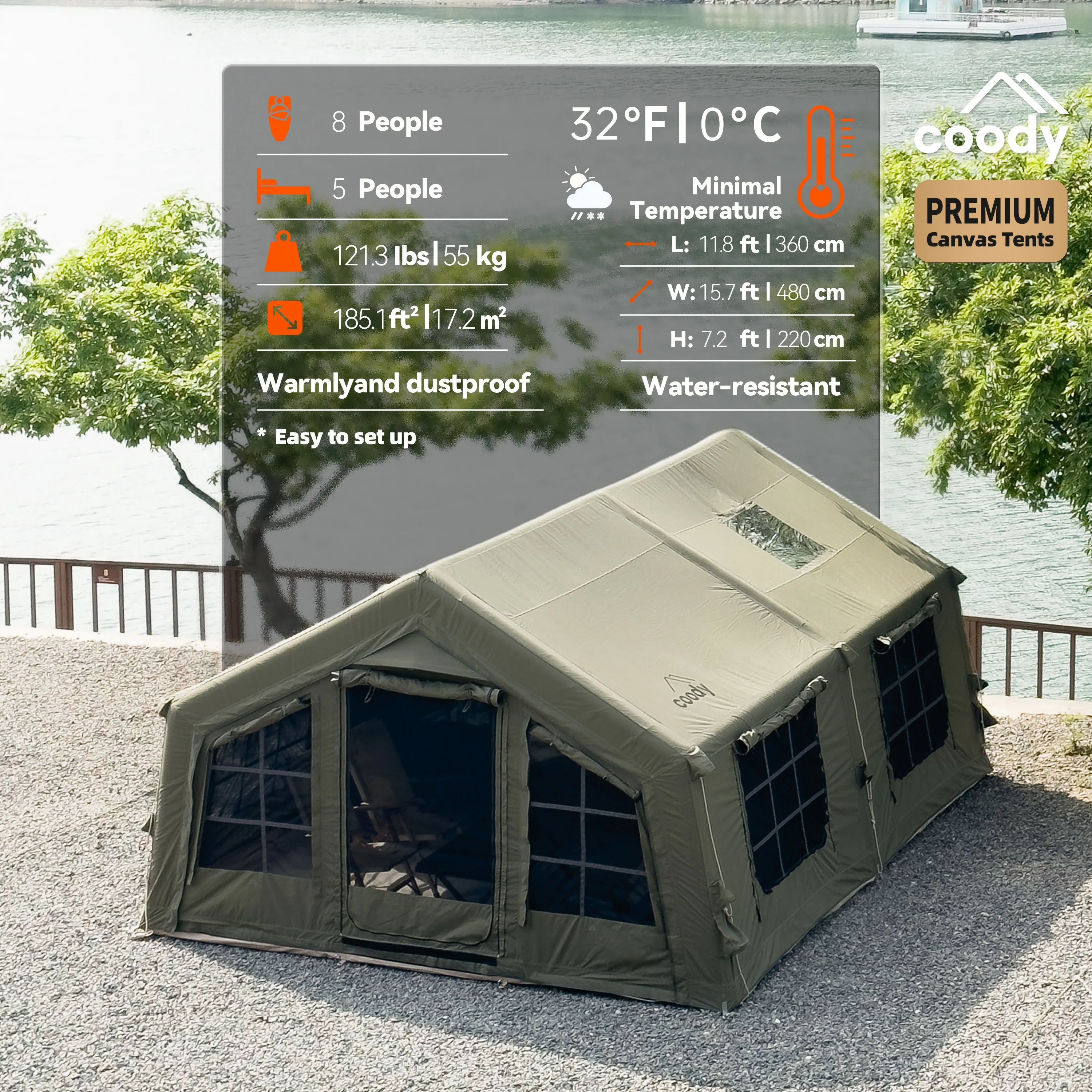 Coody エアテント ファミリア 17.2㎡ 四季対応 野外キャンプテント