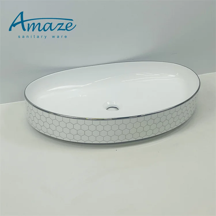 China high quality sanitary ware bathroom ceramic table top art lavabo hand wash basin for hotel supplier