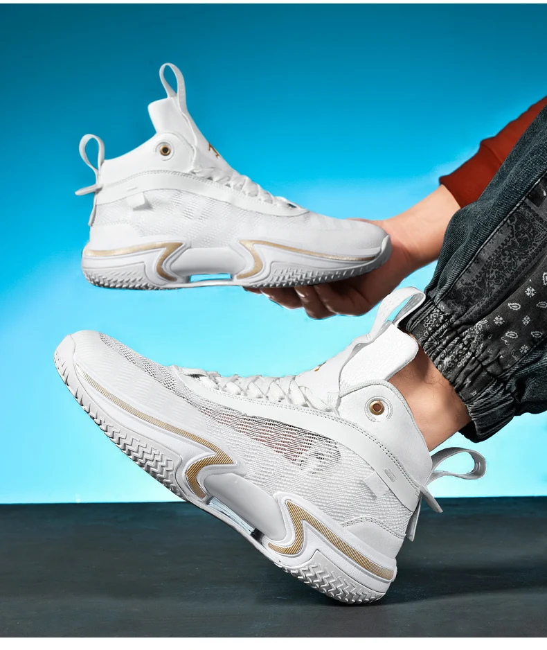 Autumn New Men's Basketball Shoes Mesh Up Lacing Running Shoes Men's