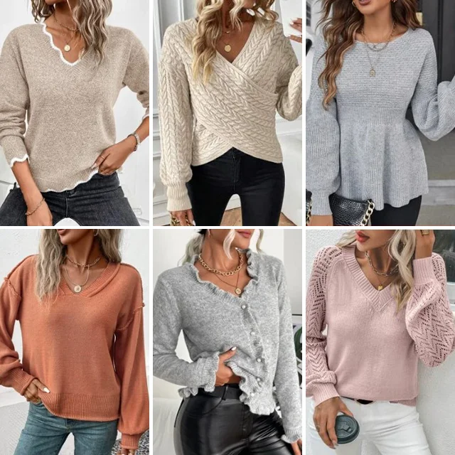 Shop Women's Sweater Jacquard Pattern Knitwear Long Sleeve