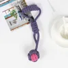 Purple-red hand-tied rope ball, approximately 90g and 30cm long