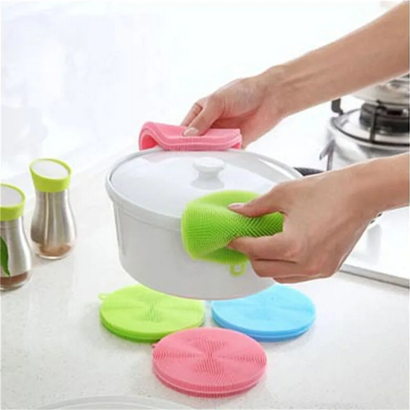 Hot Sale Silicone  Cleaning Brushes Dish Bowl Scouring Pad Pot Pan Easy to clean Wash Brushes Cleaning Brushes KitchenR0759