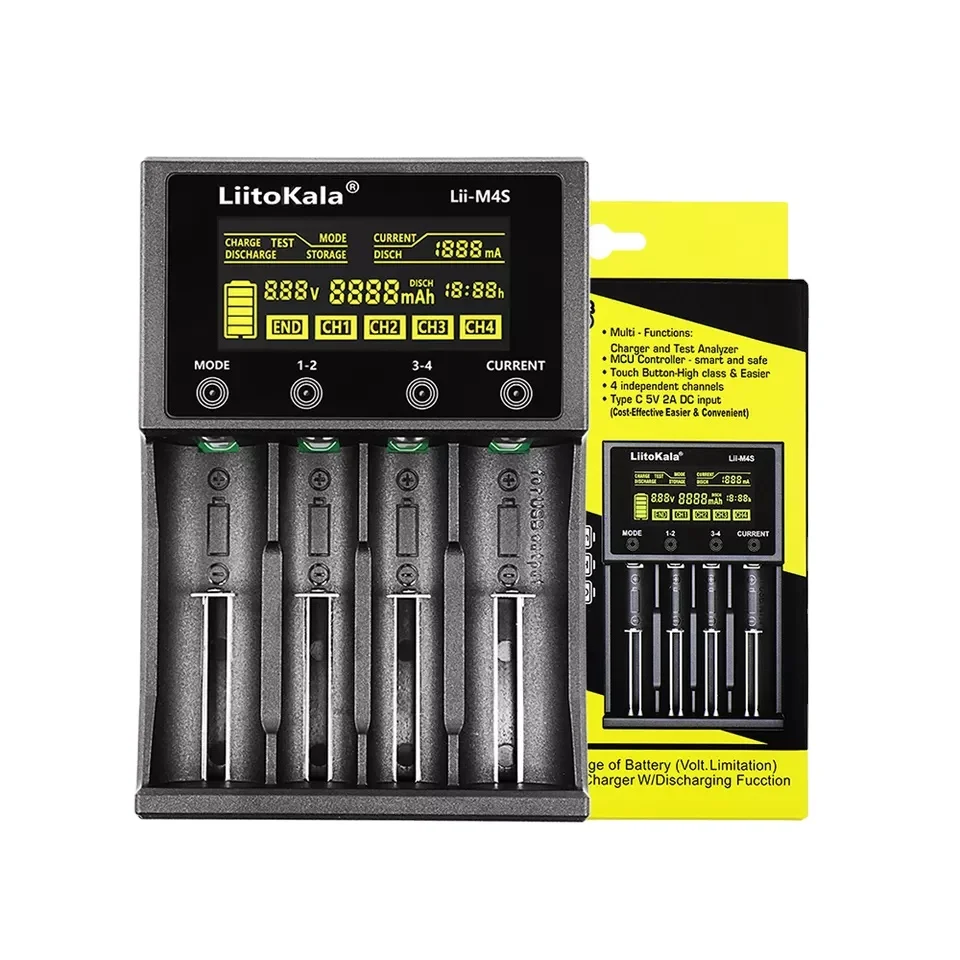 Chargeur LII K4 - 4 Slots Pour Batteries 18650, Détection Automatique, USB Intégré - Parfait Pour Appareils Photo, Lampes Torches, Usage Quotidien