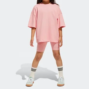 High Quality Children Clothes Supplier Custom Design Kids Summer Clothes 2pcs T Shirt Bike Shorts Girls Clothing