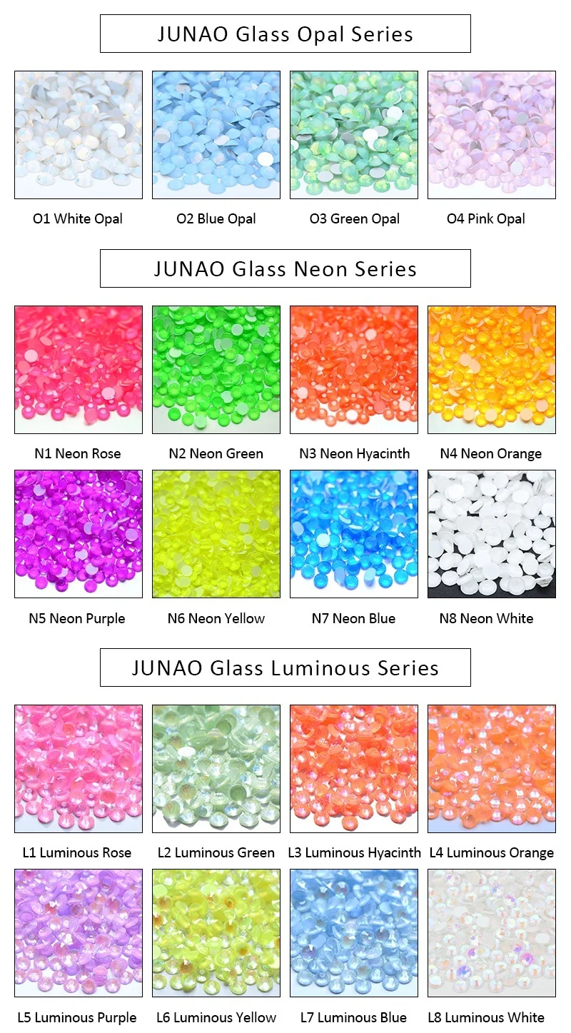 Junao Bulk Packing Ss3-ss50 120 Colors Glass Strass Gems Flatback ...