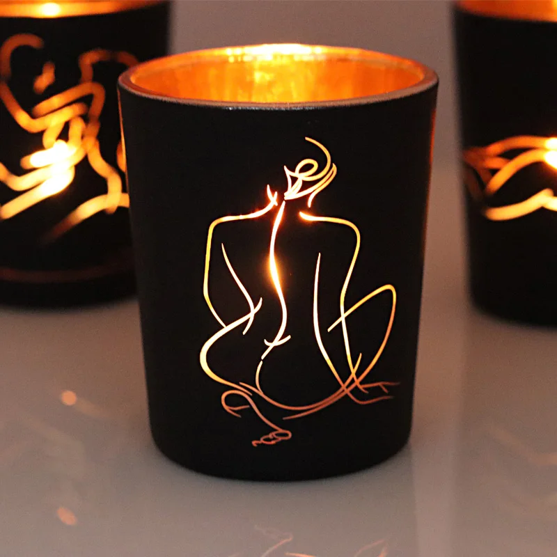 Wooden Tray Matte Black Modern Glass Candle Vessels Luxury Abstrct Art