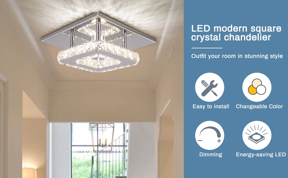 Modern Mini LED Crystal Chandelier Small Round Steel Base Ceiling Lamp ...