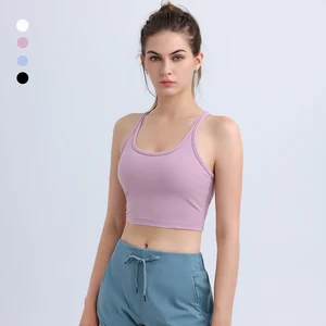 High Quality Women Racerback Permanent Cup Pad Running High Impact Support Yoga Workout Fitness Bras Tank Crop Top Sports Bra