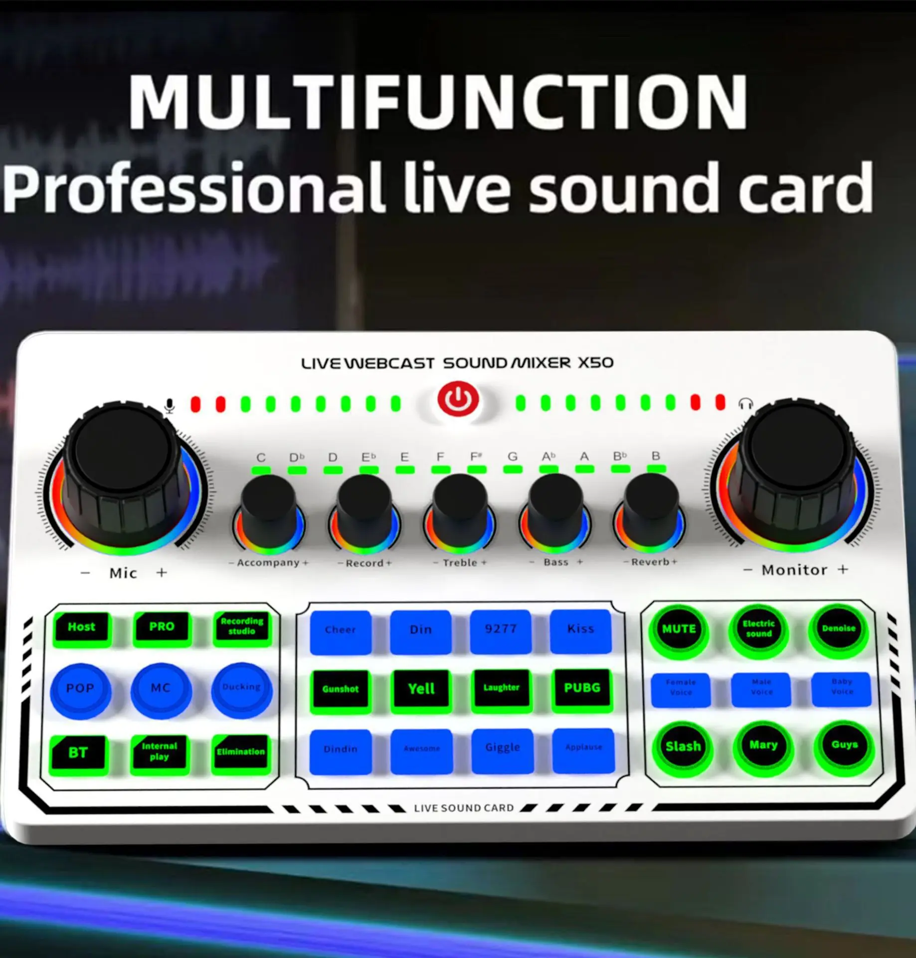 Oem wholesale External Audio Mixer Live Sound Card Mobile Phone Voice Changer Karaoke Broadcast Recording Home KTV