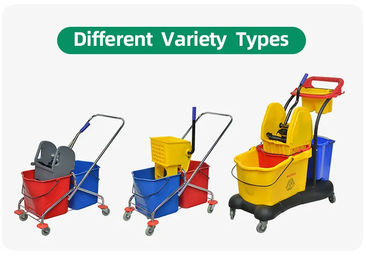 PP 46L Hotel Mopping Trolley Plastic Mop Cart Double Bucket Mop Wringer Trolley manufacture