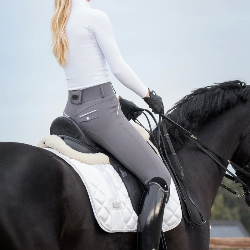 Zipper Pockets Equestrian Breeches Women Horse Riding Tights Breeches ...