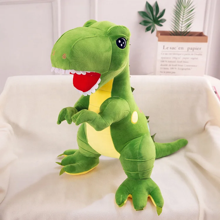 Custom Cartoon Giant Green Plush Dinosaur Toy Super Soft Stuffed Animal ...