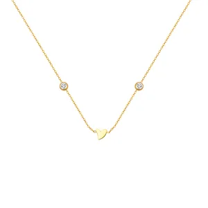 Mini Heart Zircon Clavicle Chain Necklace for Women Delicate Sweet Style Fashion Jewelry Gift