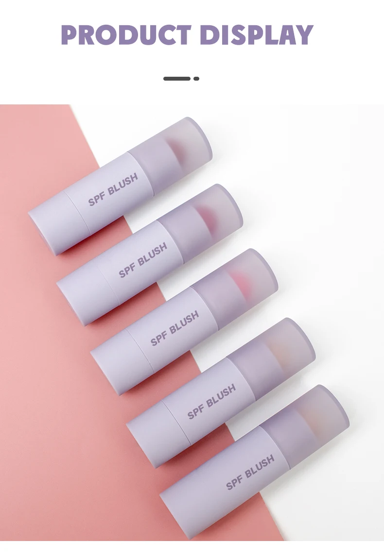 Custom Spf Waterproof Vegan Purple Tube Peach Face Blush And Contour