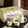 Green-one teapot with 4 cups