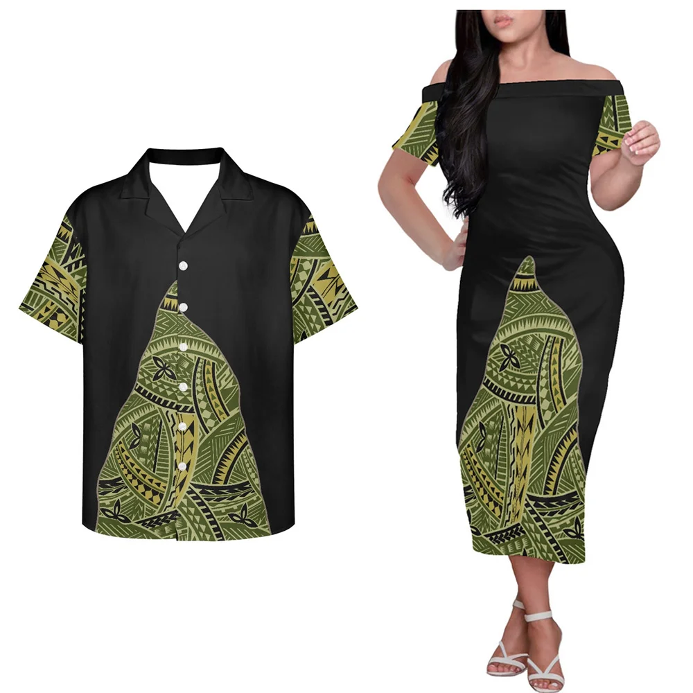 Wholesale Pacific Islander Dress Polynesian Tribal Samoan Green Tapa Pattern  Print Custom Samoan Sei Elegant Casual Dresses Bodycon From m.alibaba.com