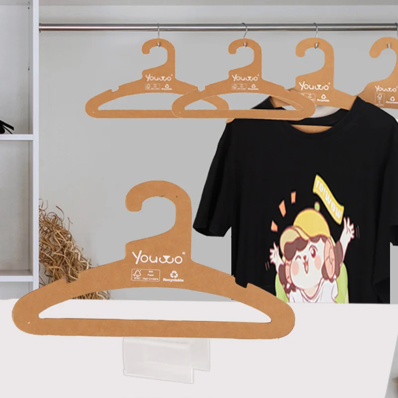 Customize Space-saving Fabric Samples for Kids, Baby Clothes, and Coats with logo Kraft Cardboard Hangers