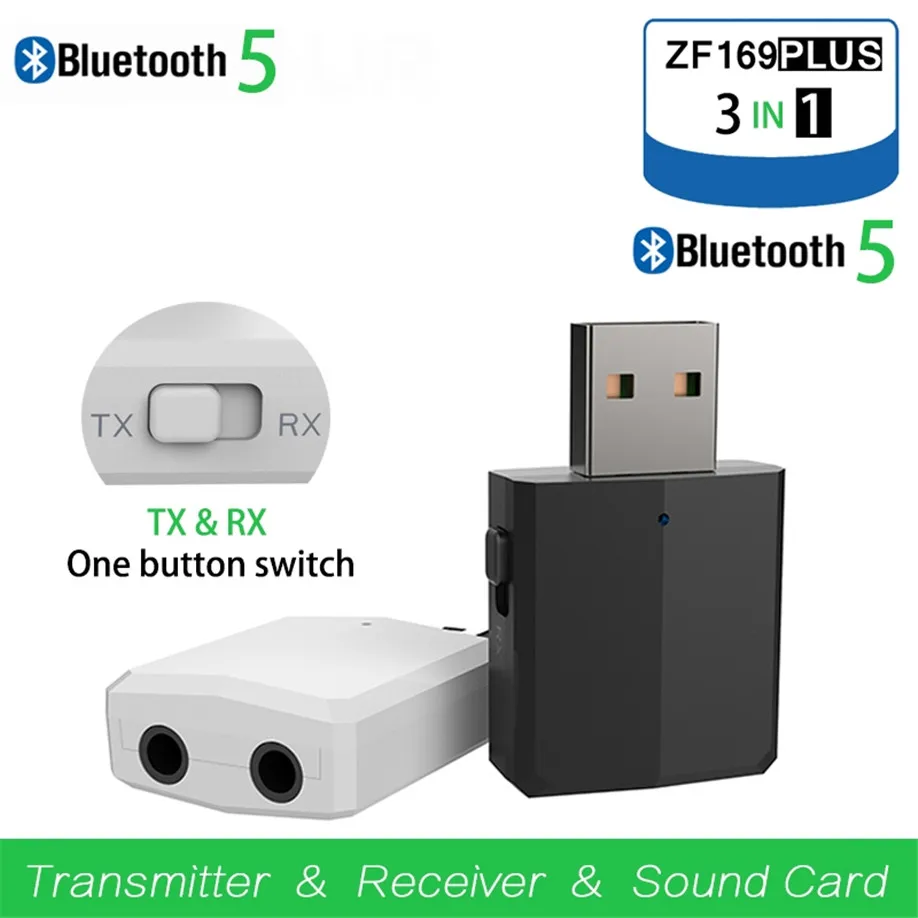 ZF-169 2in1ワイヤレスBluetoothアダプター USB受信機・送信機