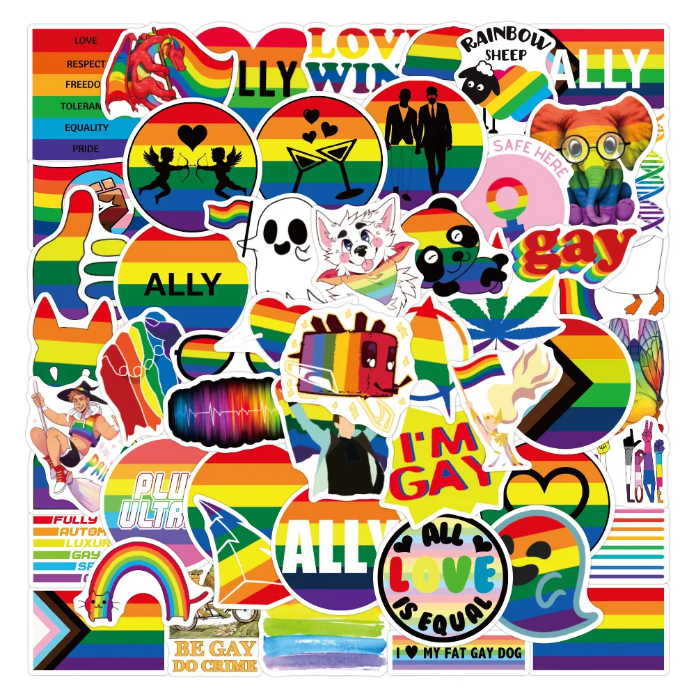 50pcs Lgbtq Stickers Gay Pride Graffiti Stickers For Laptop Diy ...
